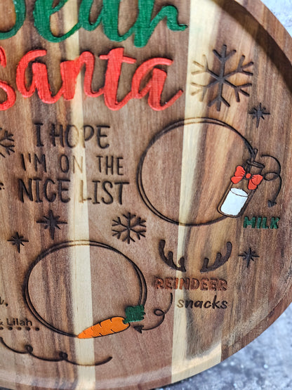 Round Christmas Serving Board - Milk and Cookies for Santa