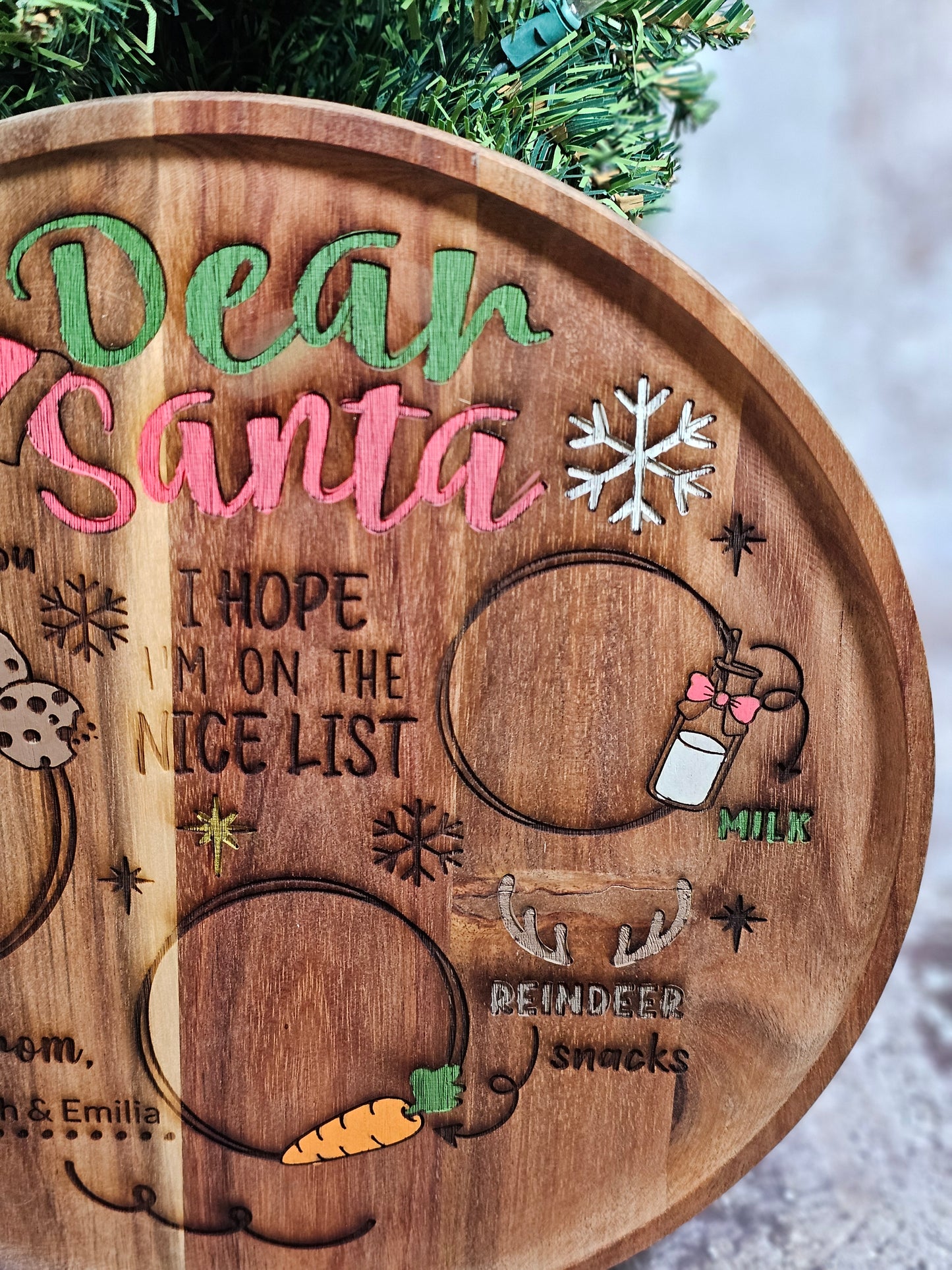 Round Christmas Serving Board - Milk and Cookies for Santa