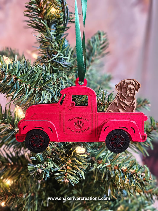 Old Trucks with Dogs in the Back Ornament - Up to 3 dogs in a truck