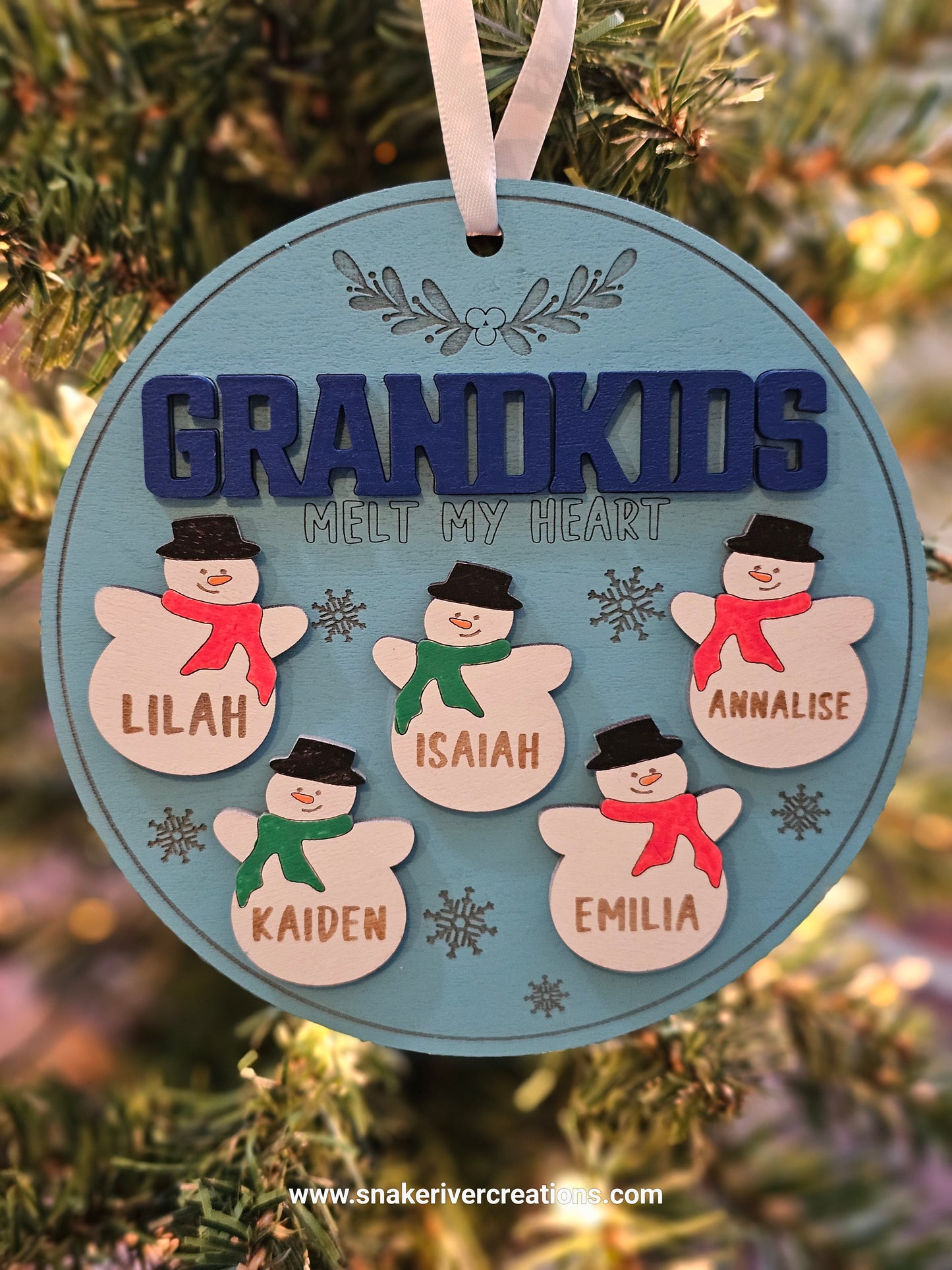 Personalized Grandchild or Grandchildren Christmas Ornaments up to 8 Names