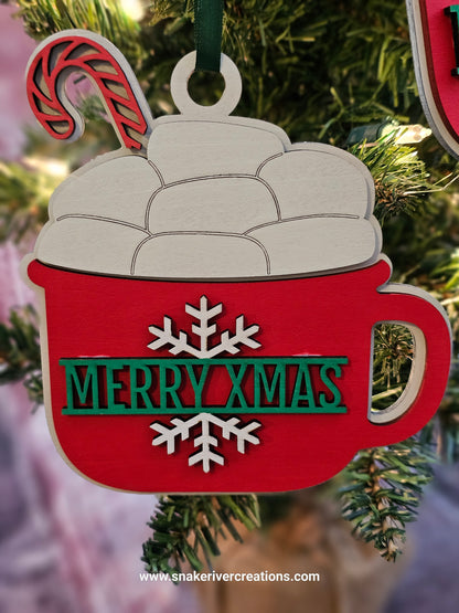 Personalized Hot Cocoa Christmas Ornament Engravable from 2 to 11 Names