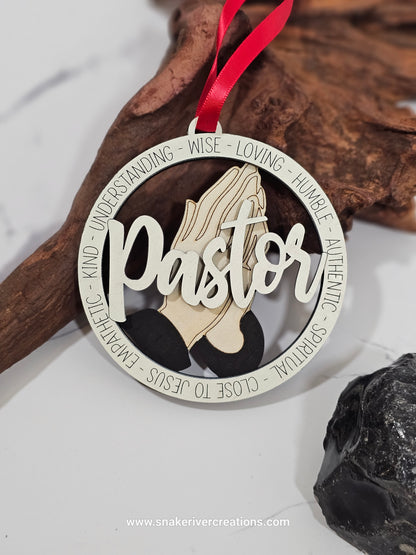 Personalized Hands Praying Pastor Ornament - Minister