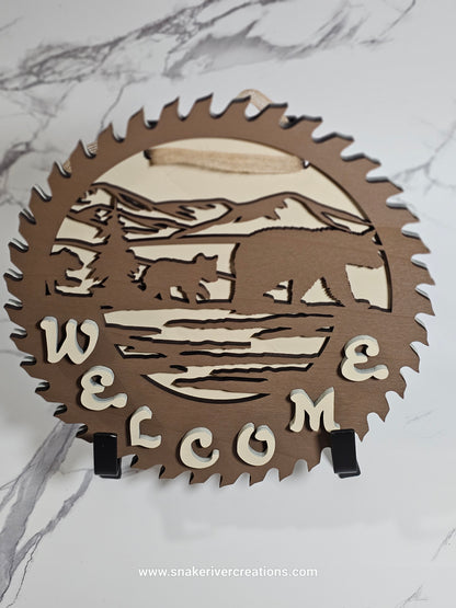 Welcome - Saw Wall Hanging With Assorted Designs