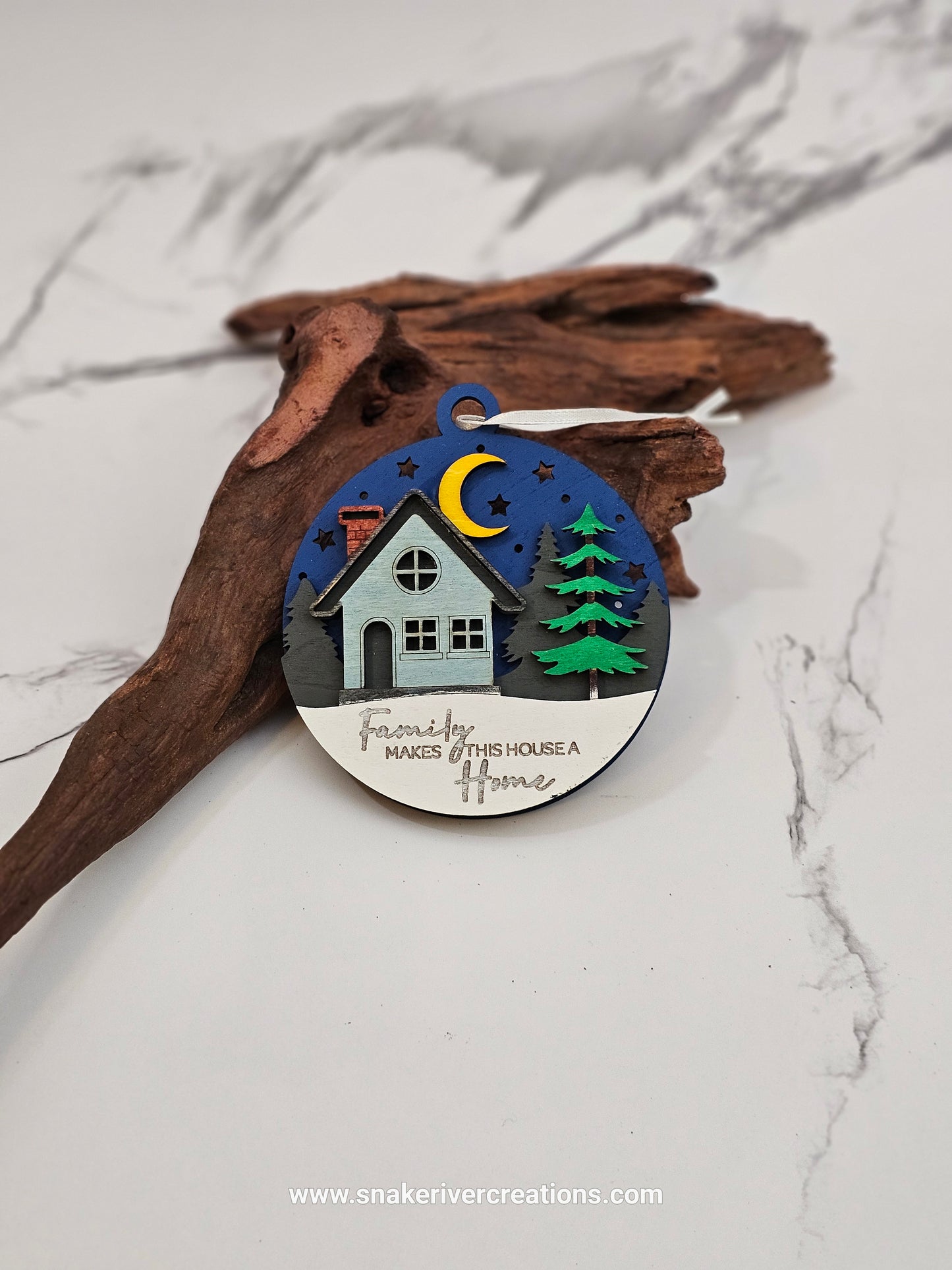 Family Makes This House a Home Ornament - Multi-Layer Hand Painted