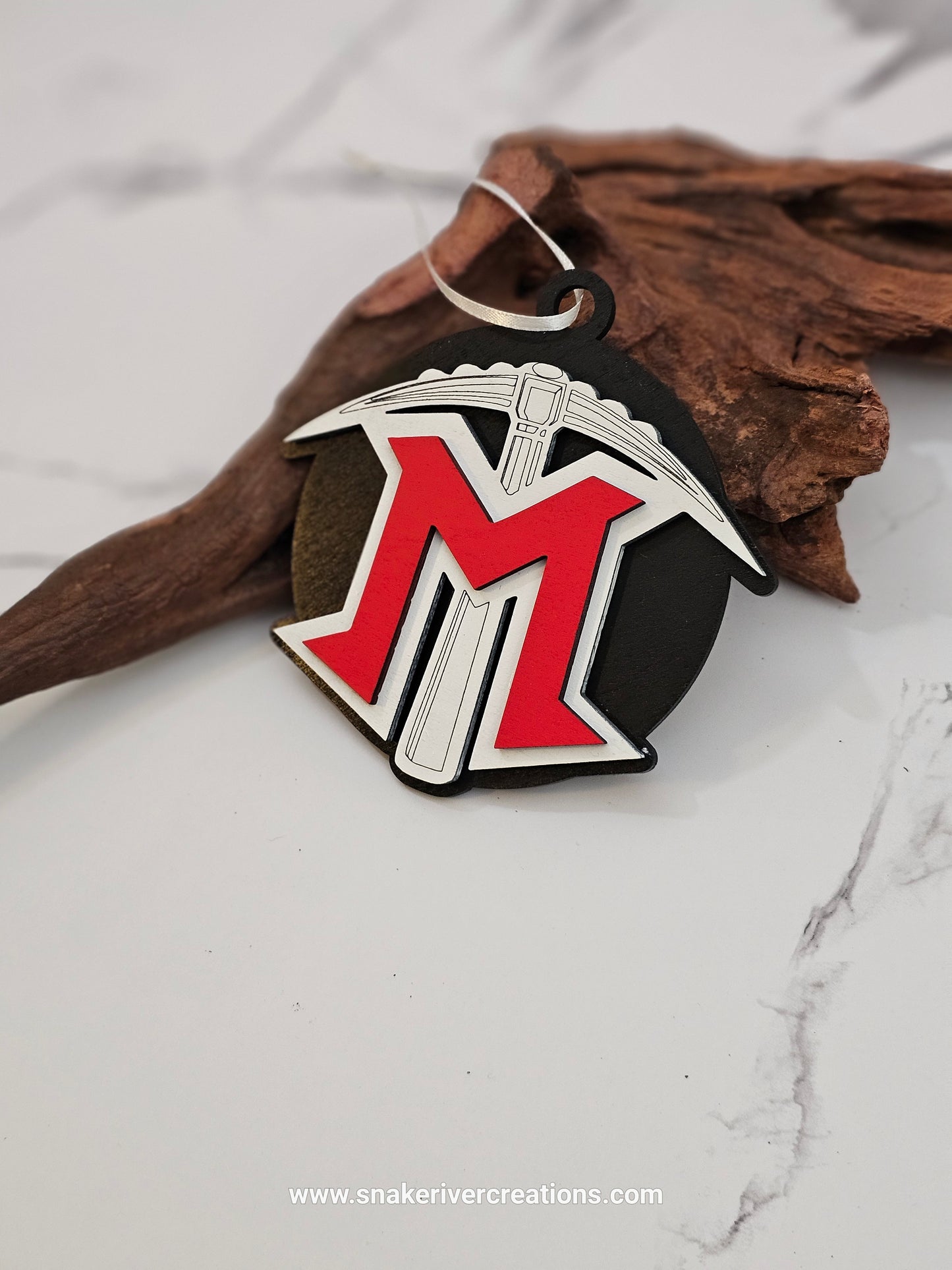 Mackay Miners Christmas Ornament - Mackay Idaho Schools - Hand Painted Laser Cut