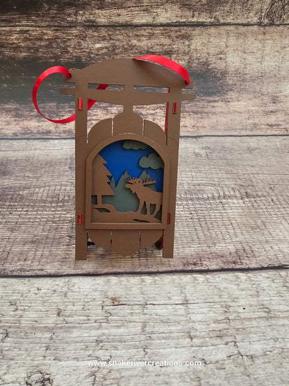 3D Layered Collectors Wild Animal Sled Ornaments