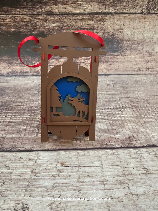 3D Layered Collectors Wild Animal Sled Ornaments