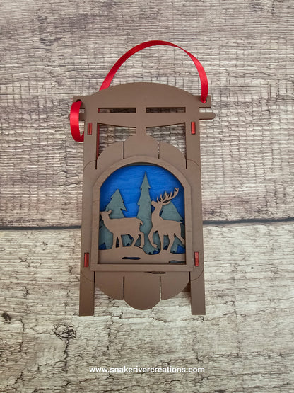 3D Layered Collectors Wild Animal Sled Ornaments