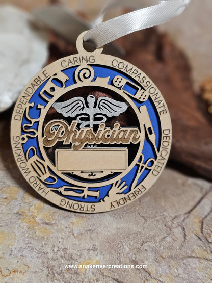 Personalized Medical Ornaments, Doctor, Nurse, Physician and Staff