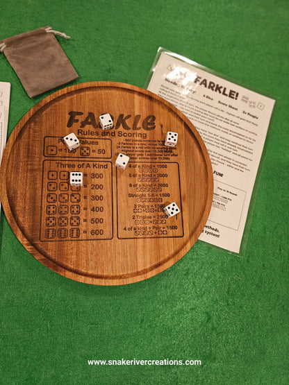 12" Farkle Game Board -Choice of Round or Square- Includes Dice, Score Cards and Laminated Instructions