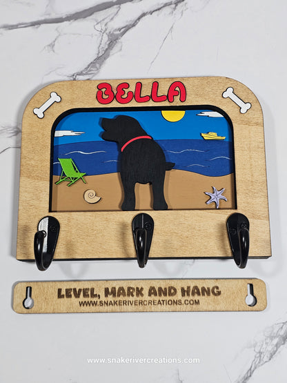 1 to 3 Dog Leash Holder - Multiple Backgrounds and Dogs to Choose