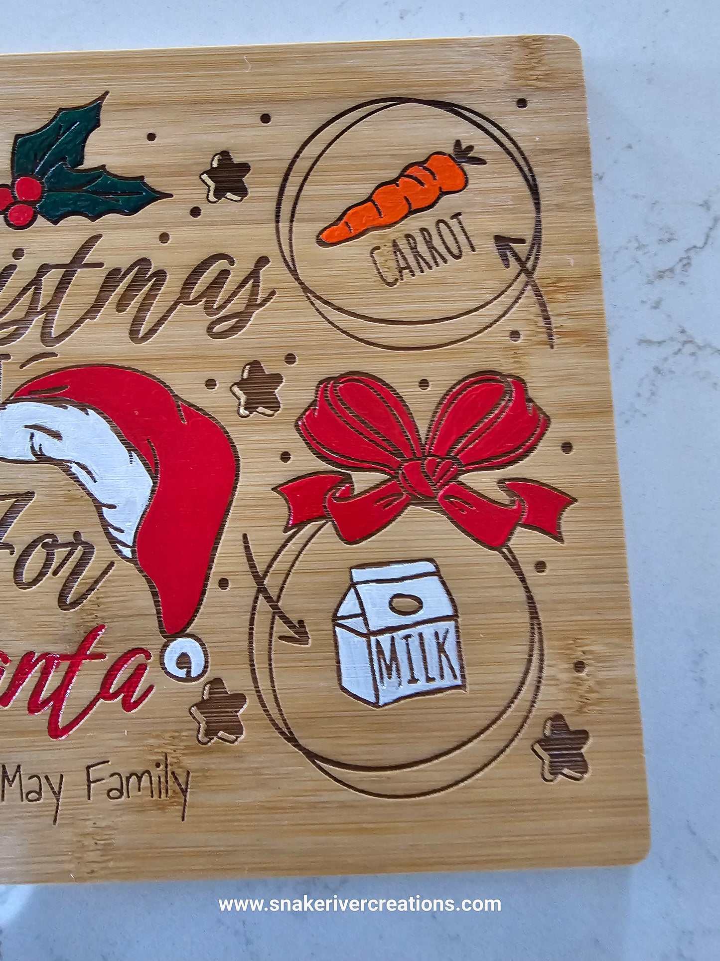Personalized Christmas Eve Treat Board for Santa – Custom Cookie & Milk Tray