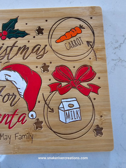 Personalized Christmas Eve Treat Board for Santa – Custom Cookie & Milk Tray