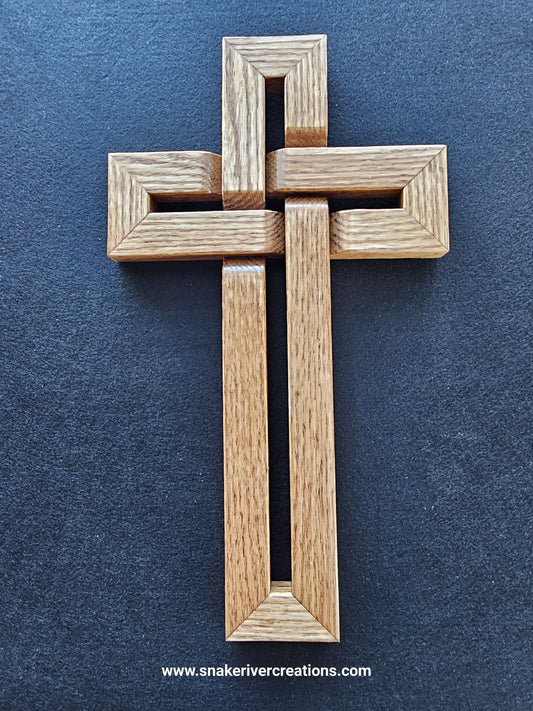 Handcrafted Wooden Infinity Cross – 14” Wall Art | Oak, Red Oak, Padauk, Cherry | Christian Home Decor & Religious Gift