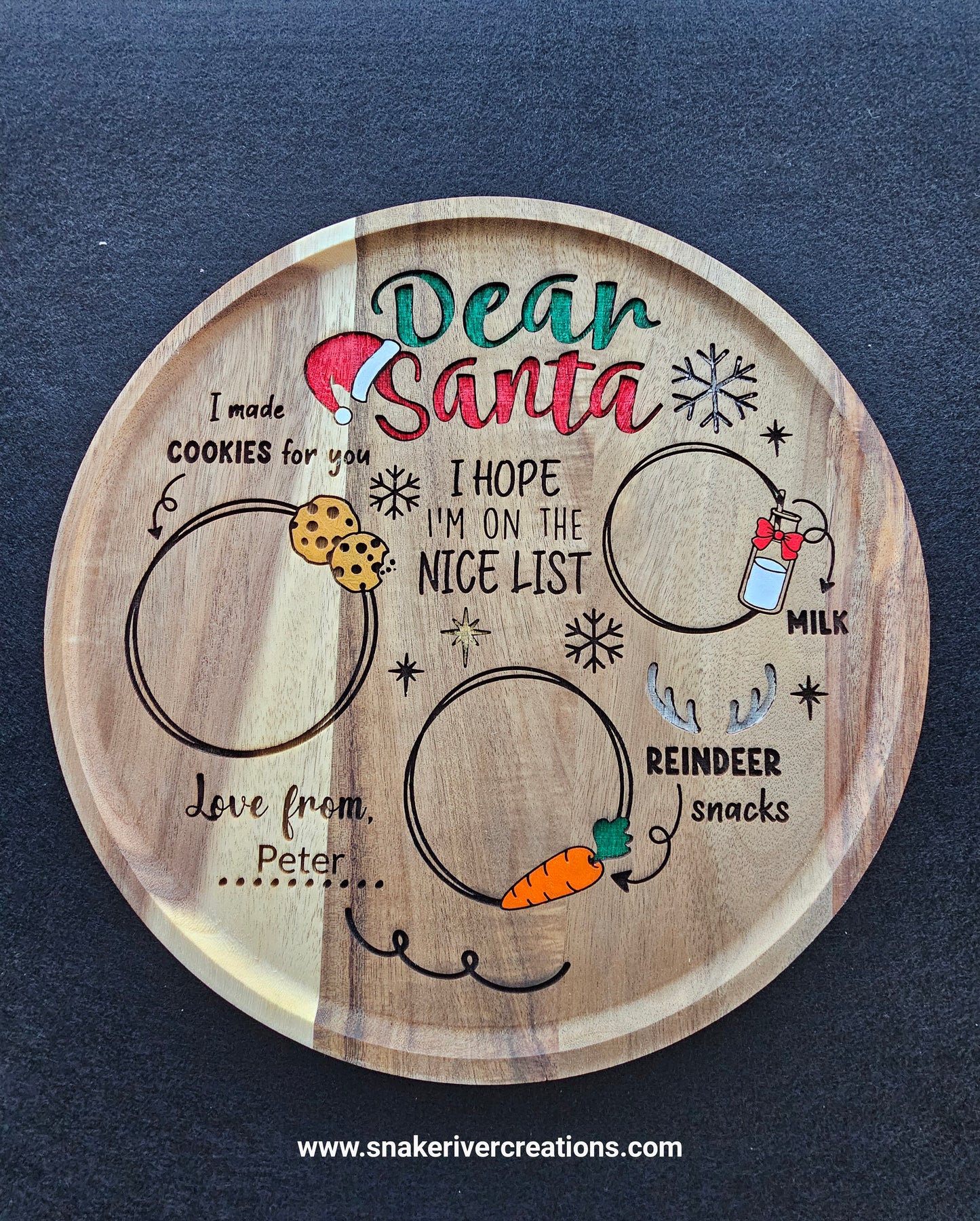 Personalized Christmas Serving Board - Milk and Cookies for Santa