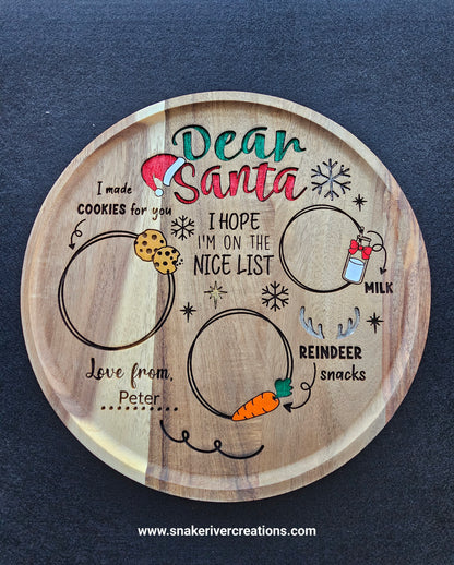 Personalized Christmas Serving Board - Milk and Cookies for Santa