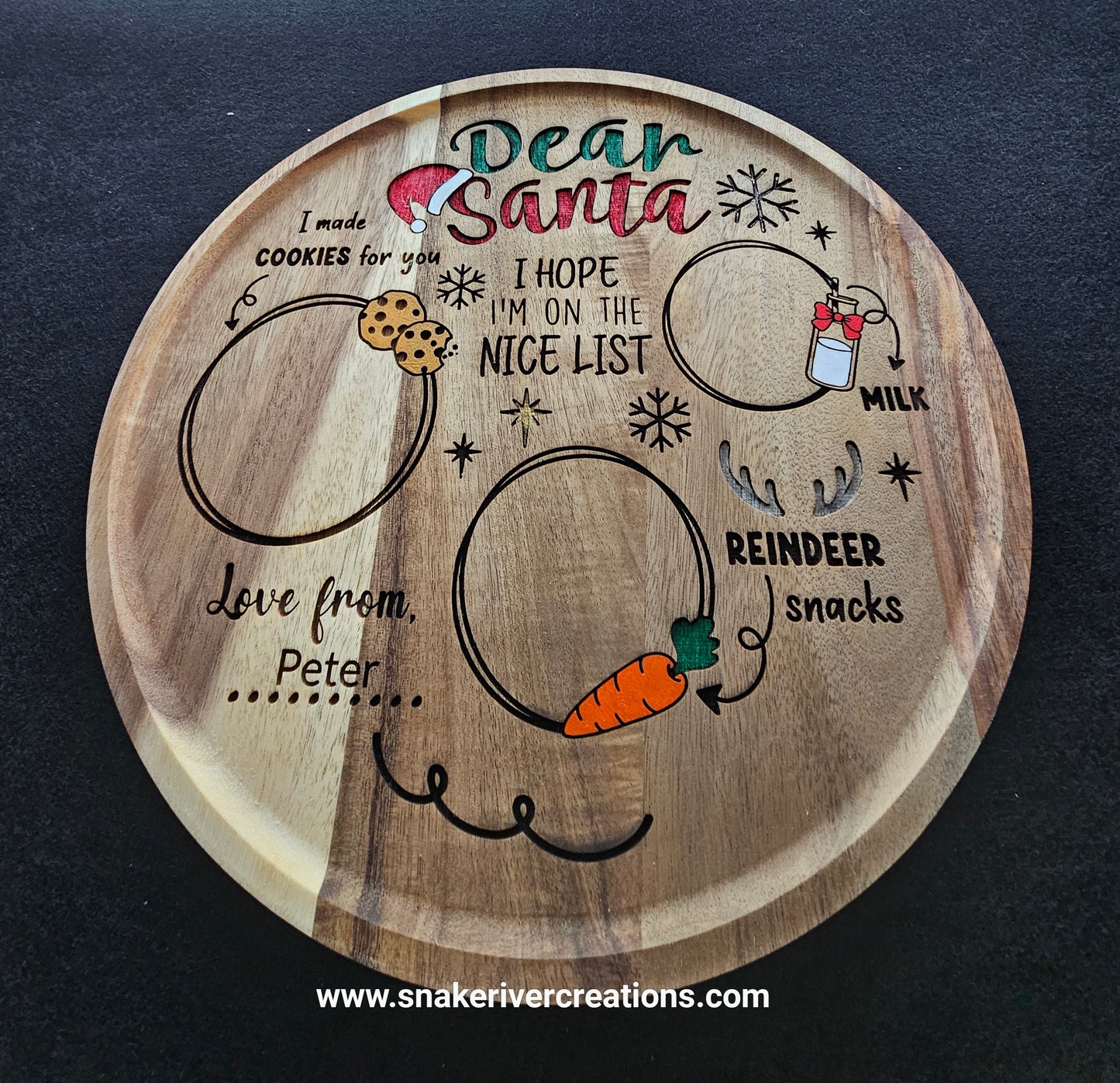 Personalized Christmas Serving Board - Milk and Cookies for Santa
