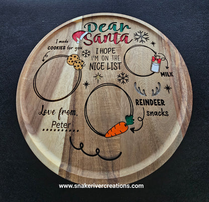 Personalized Christmas Serving Board - Milk and Cookies for Santa