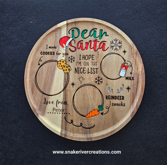 Personalized Christmas Serving Board - Milk and Cookies for Santa