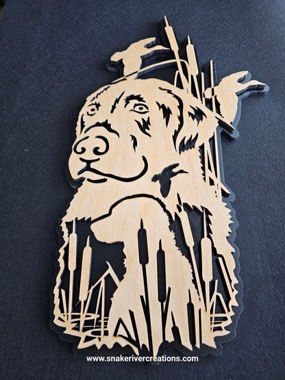 Wooden Labrador Retriever Wall Art – Duck Hunting Dog Decor