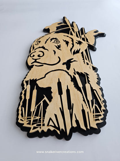 Wooden Labrador Retriever Wall Art – Duck Hunting Dog Decor