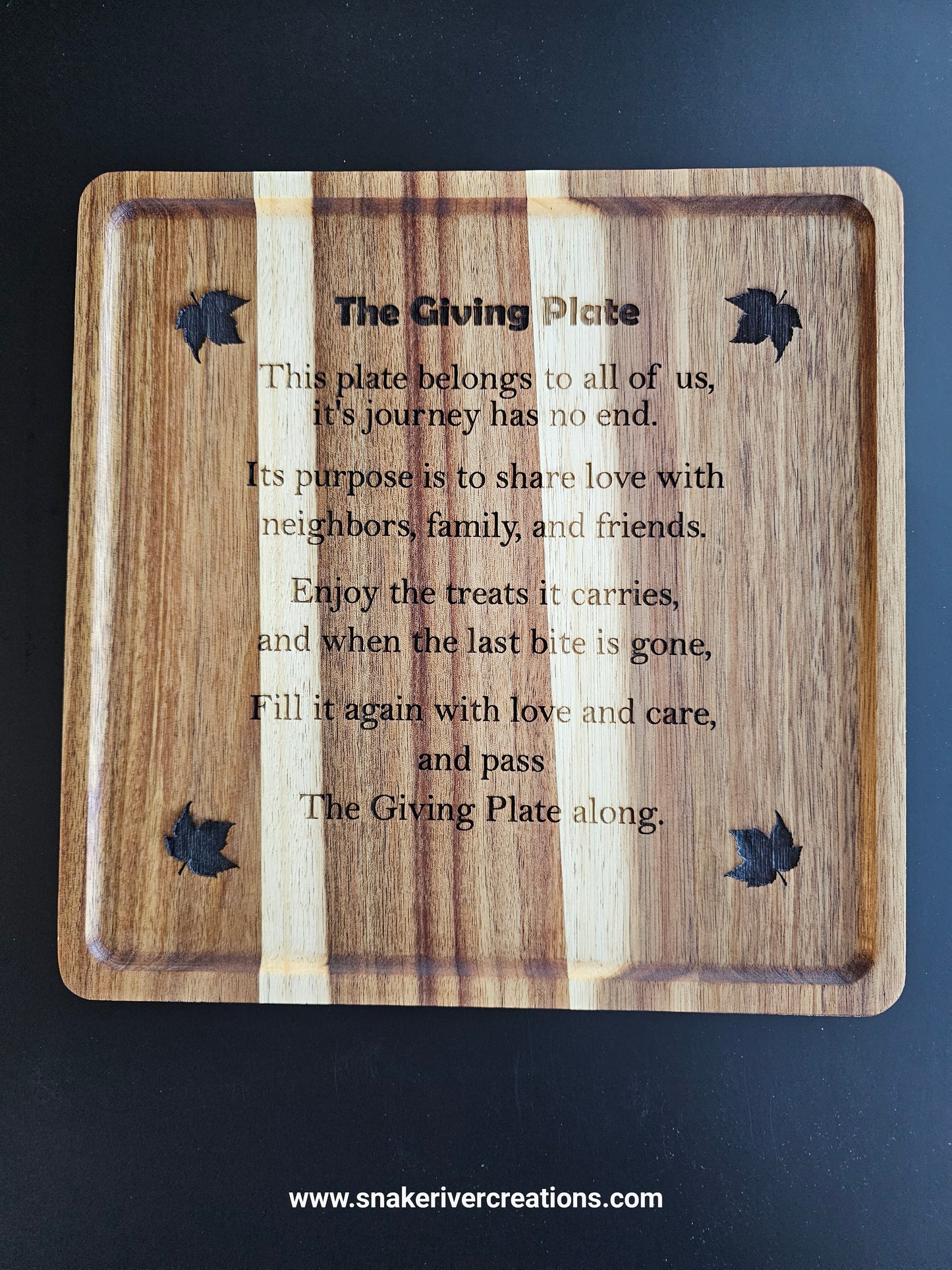 The Giving Plate – Engraved Wooden Passing Plate for Neighbors, Family & Friends