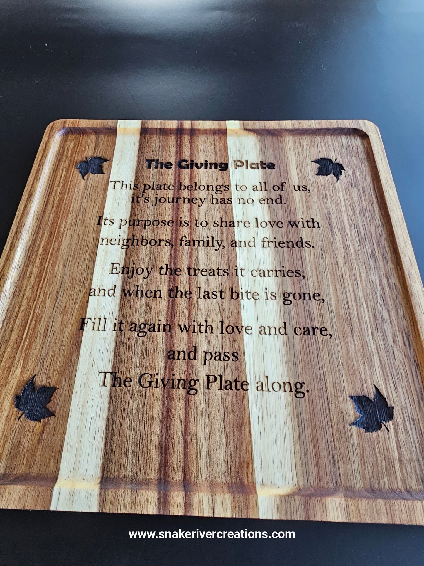 The Giving Plate – Engraved Wooden Passing Plate for Neighbors, Family & Friends