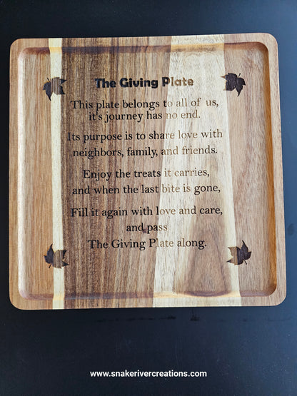 The Giving Plate – Engraved Wooden Passing Plate for Neighbors, Family & Friends