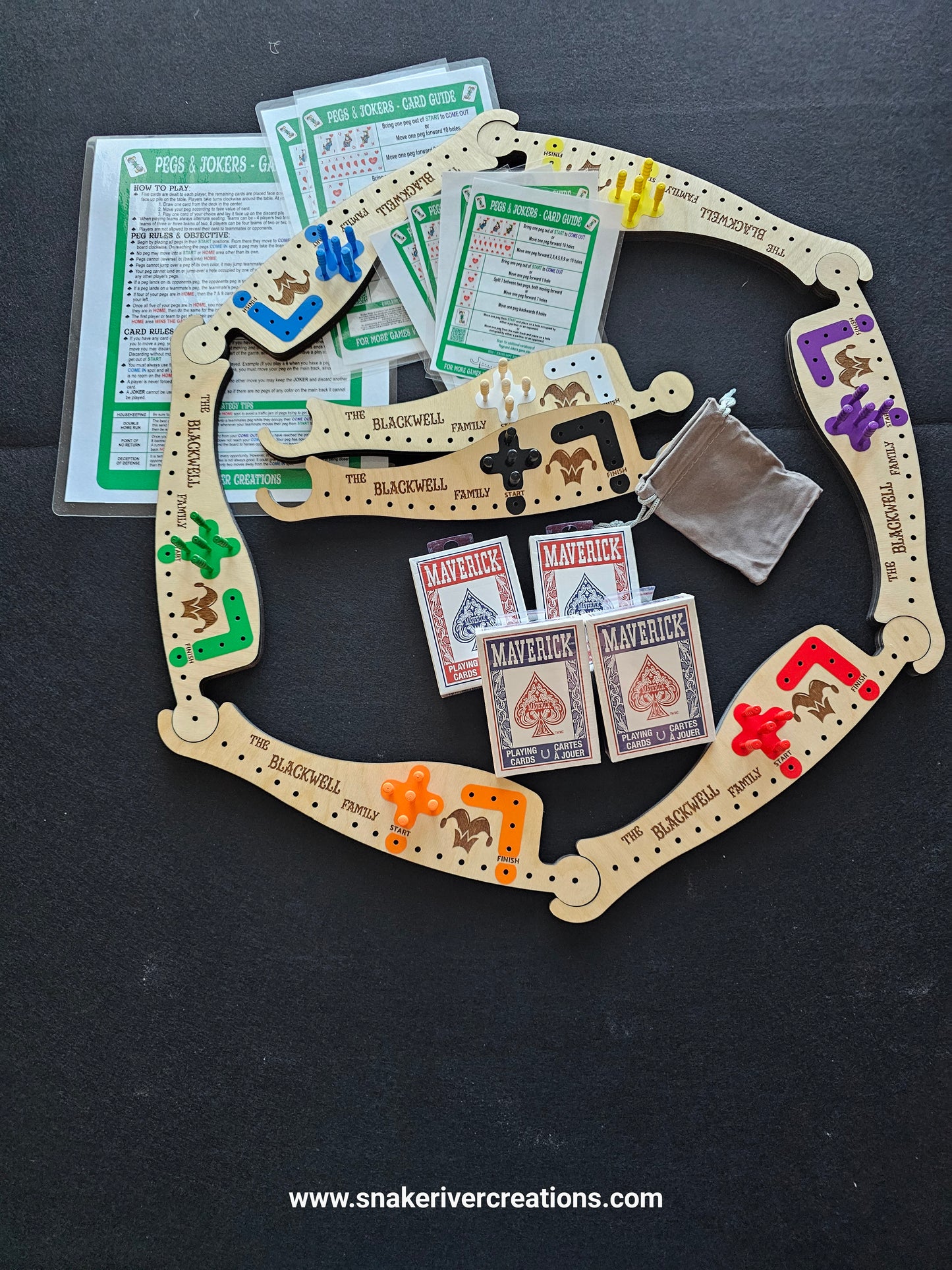 Pegs & Jokers Game Set – Up to 8 Players | Complete Family Board Game | Handmade Wooden Game Boards | Cards, Pegs & Instructions Included