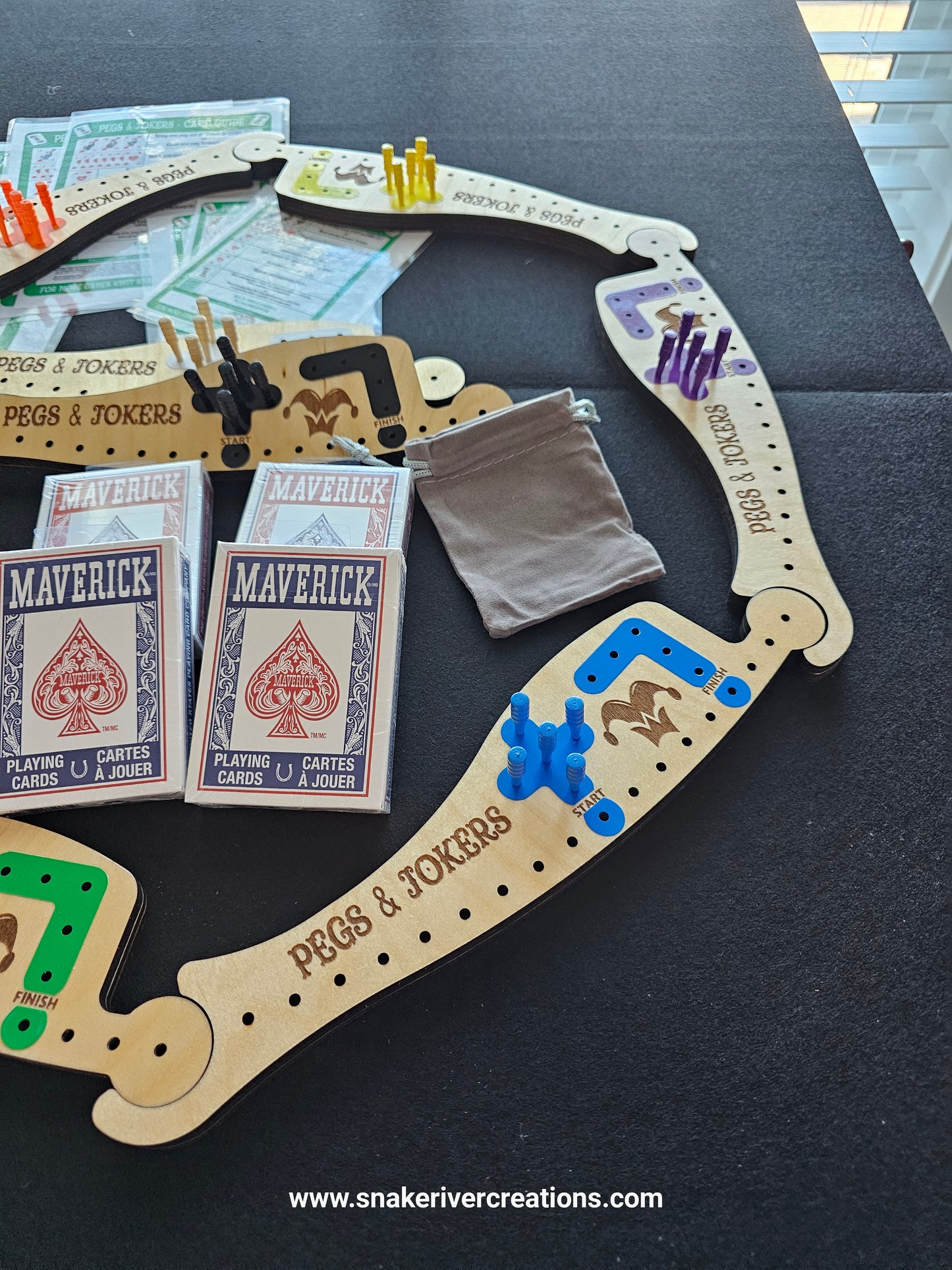 Pegs & Jokers Game Set – Up to 8 Players | Complete Family Board Game | Handmade Wooden Game Boards | Cards, Pegs & Instructions Included