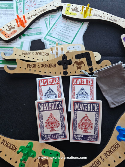 Pegs & Jokers Game Set – Up to 8 Players | Complete Family Board Game | Handmade Wooden Game Boards | Cards, Pegs & Instructions Included