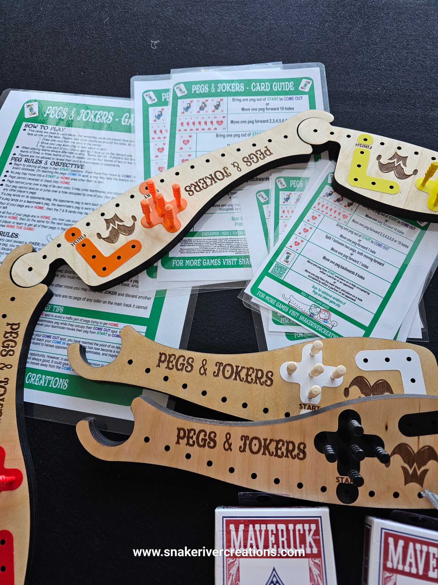 Pegs & Jokers Game Set – Up to 8 Players | Complete Family Board Game | Handmade Wooden Game Boards | Cards, Pegs & Instructions Included