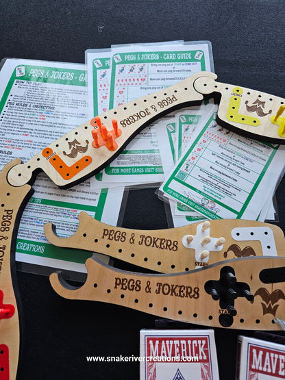 Pegs & Jokers Game Set – Up to 8 Players | Complete Family Board Game | Handmade Wooden Game Boards | Cards, Pegs & Instructions Included