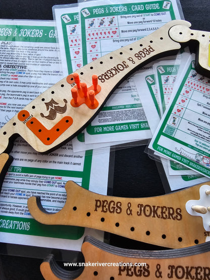 Pegs & Jokers Game Set – Up to 8 Players | Complete Family Board Game | Handmade Wooden Game Boards | Cards, Pegs & Instructions Included