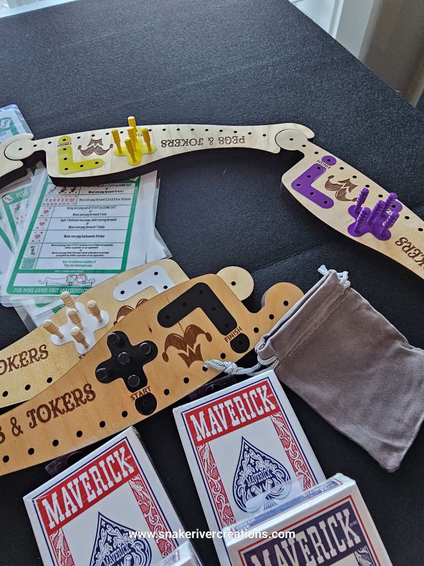 Pegs & Jokers Game Set – Up to 8 Players | Complete Family Board Game | Handmade Wooden Game Boards | Cards, Pegs & Instructions Included