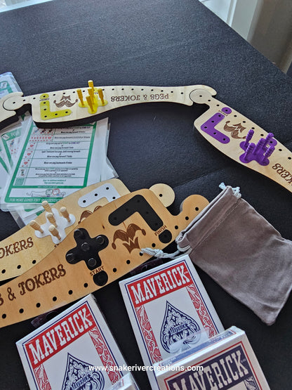 Pegs & Jokers Game Set – Up to 8 Players | Complete Family Board Game | Handmade Wooden Game Boards | Cards, Pegs & Instructions Included
