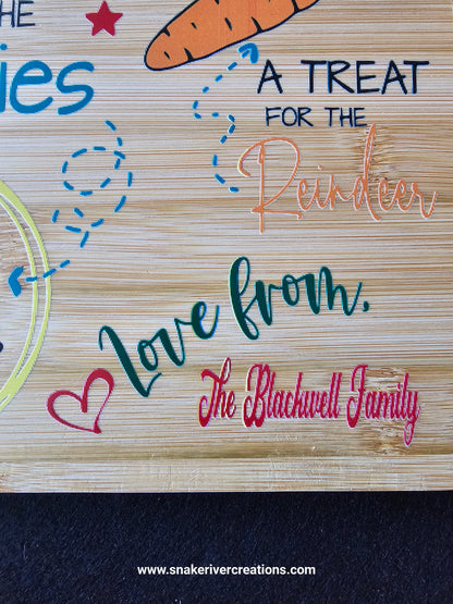 Dear Santa Cookie Serving Board – UV Printed Bamboo Board | Personalized Christmas Cookie Board | Santa & Reindeer Treat Tray