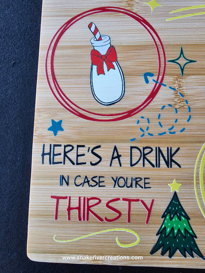 Dear Santa Cookie Serving Board – UV Printed Bamboo Board | Personalized Christmas Cookie Board | Santa & Reindeer Treat Tray