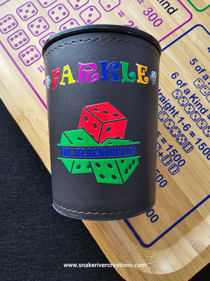 Farkle Game Set with Rules and Score Cards – Optional Personalized Dice Cup Available