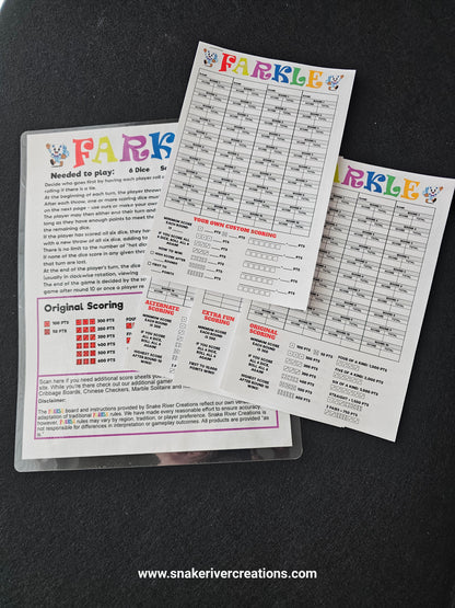 Farkle Game Set with Rules and Score Cards – Optional Personalized Dice Cup Available