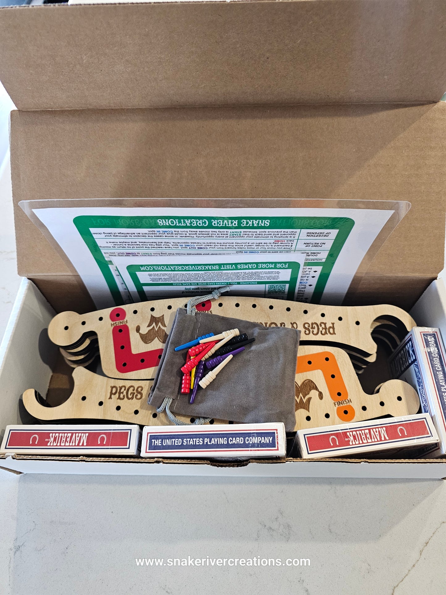 Pegs & Jokers Game Set – Up to 8 Players | Complete Family Board Game | Handmade Wooden Game Boards | Cards, Pegs & Instructions Included