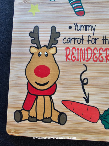 Dear Santa Cookie Serving Board – UV Printed Bamboo Board | Personalized Christmas Cookie Board | Santa & Reindeer Treat Tray