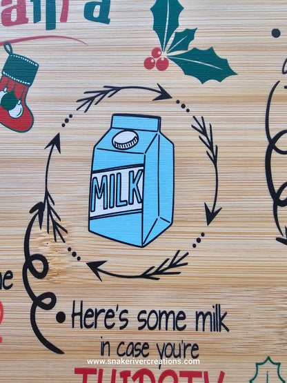 Dear Santa Cookie Serving Board – UV Printed Bamboo Board | Personalized Christmas Cookie Board | Santa & Reindeer Treat Tray