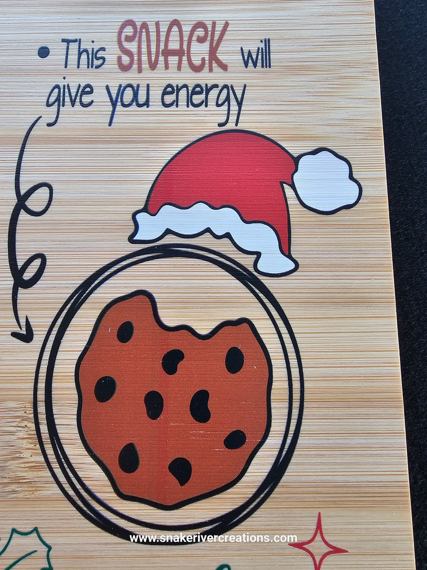Dear Santa Cookie Serving Board – UV Printed Bamboo Board | Personalized Christmas Cookie Board | Santa & Reindeer Treat Tray