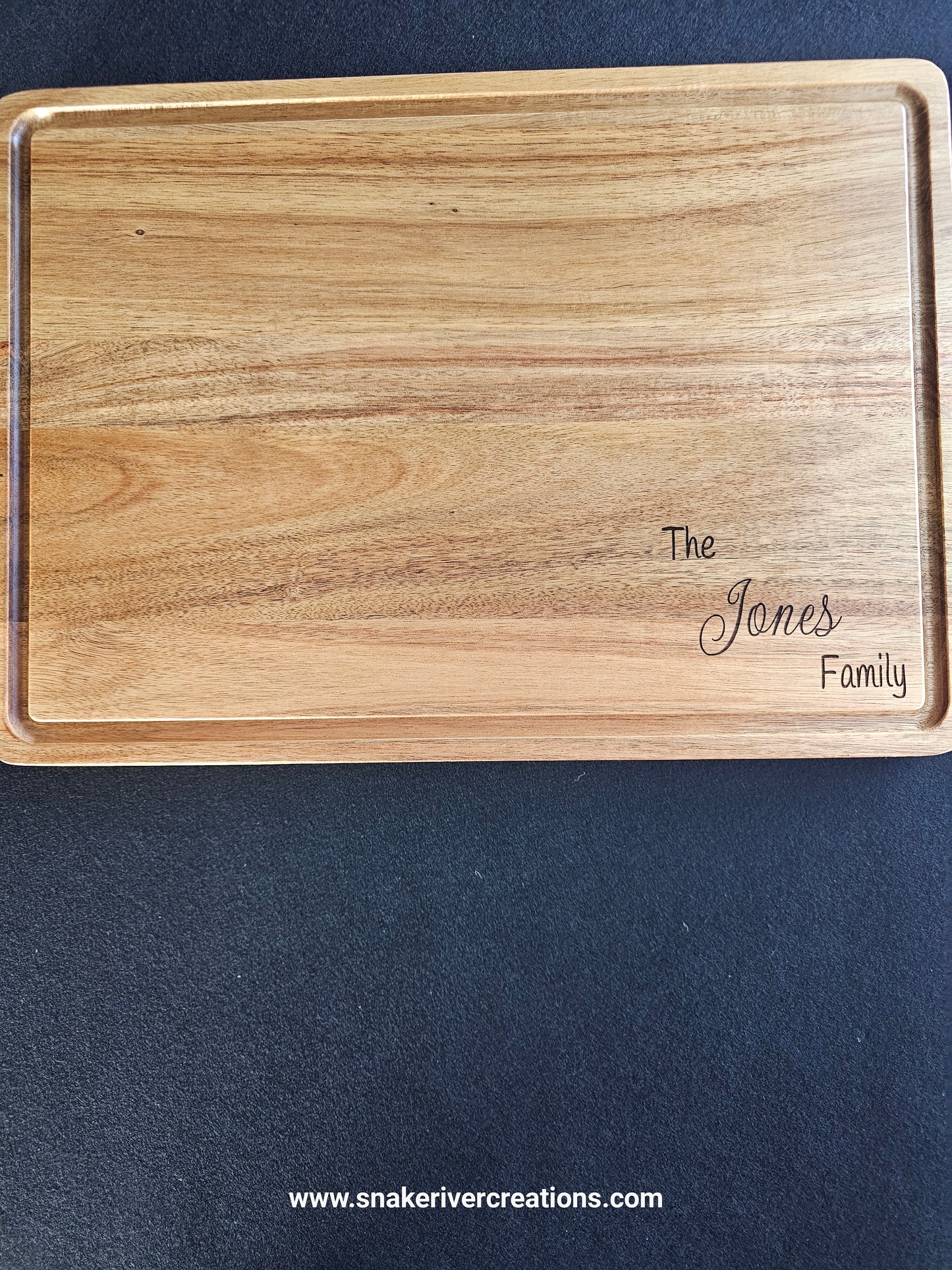 Personalized Acacia Wood Cutting Board – 12 x 17 x 1 | Engraved Family Name Cutting Board | Handmade Kitchen Gift