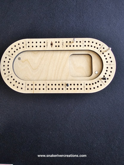 Handmade Wooden Travel Oval Cribbage Board | Gift for Campers, RV and Outdoor Lovers