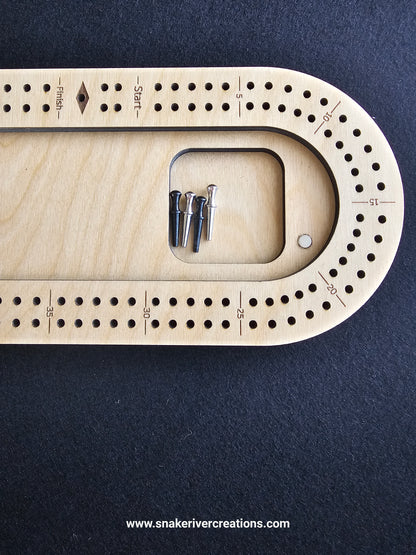 Handmade Wooden Travel Oval Cribbage Board | Gift for Campers, RV and Outdoor Lovers