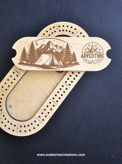 Handmade Wooden Travel Oval Cribbage Board | Gift for Campers, RV and Outdoor Lovers