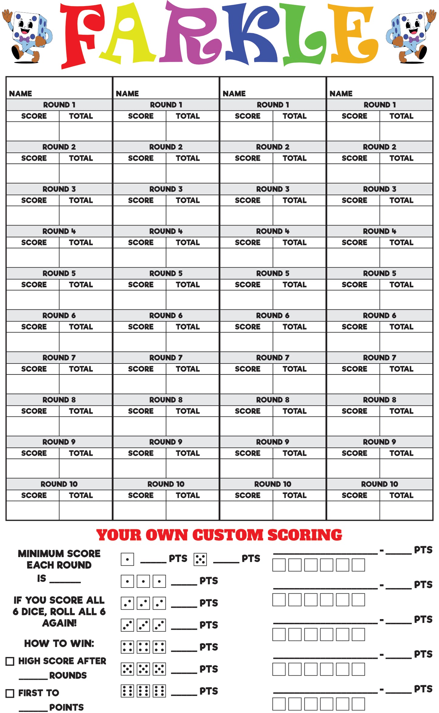 Farkle Scorecard Download
