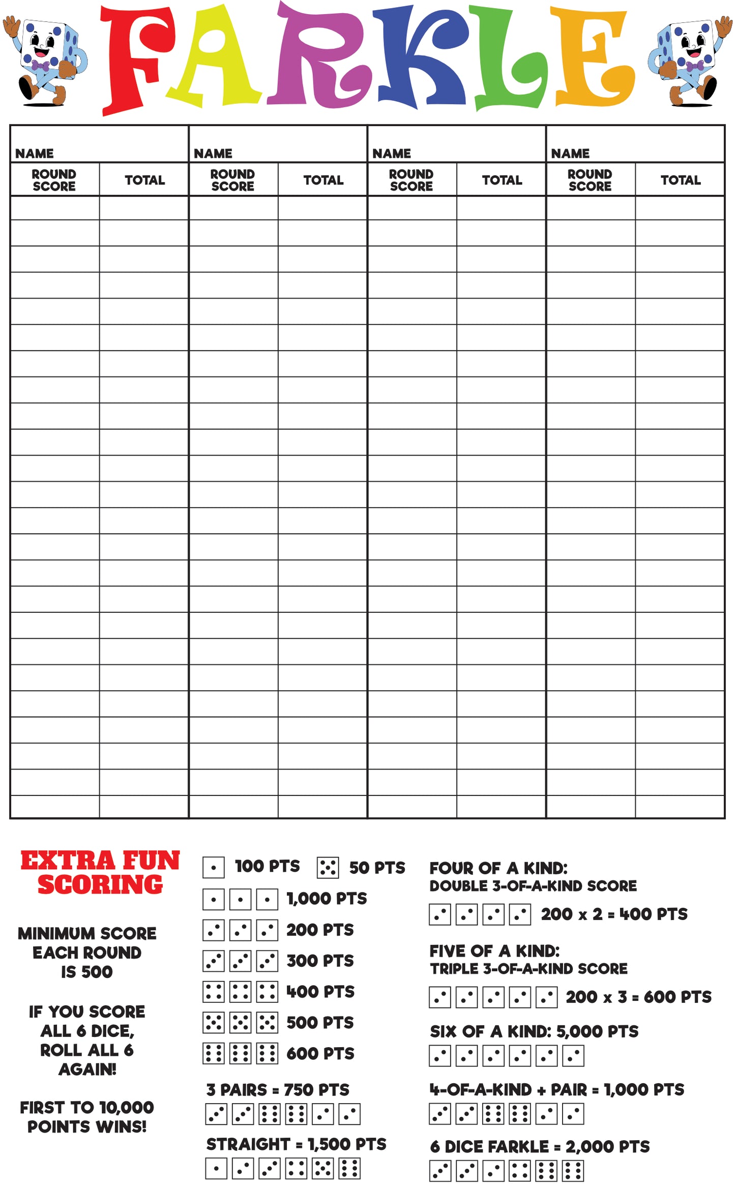 Farkle Scorecard Download